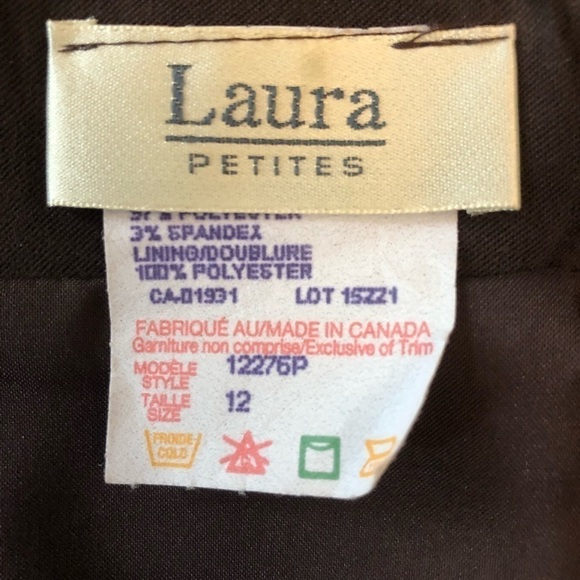 Laura Petites Made in Canada brown faux suede midi skirt, gold rivets Size Large - Picture 5 of 9